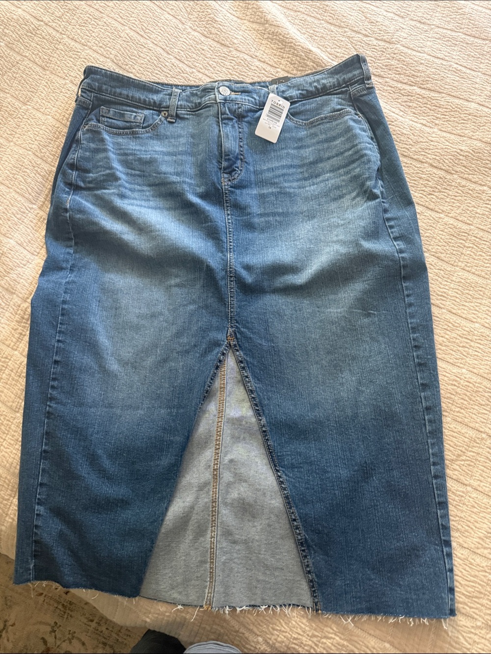 torrid Dark Blue Straight-Leg Denim Skirt with Front Slit